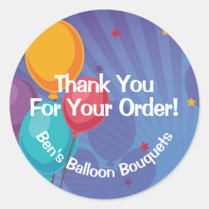 Balloons Birthday Party Thank You For Your Order Classic Round Sticker