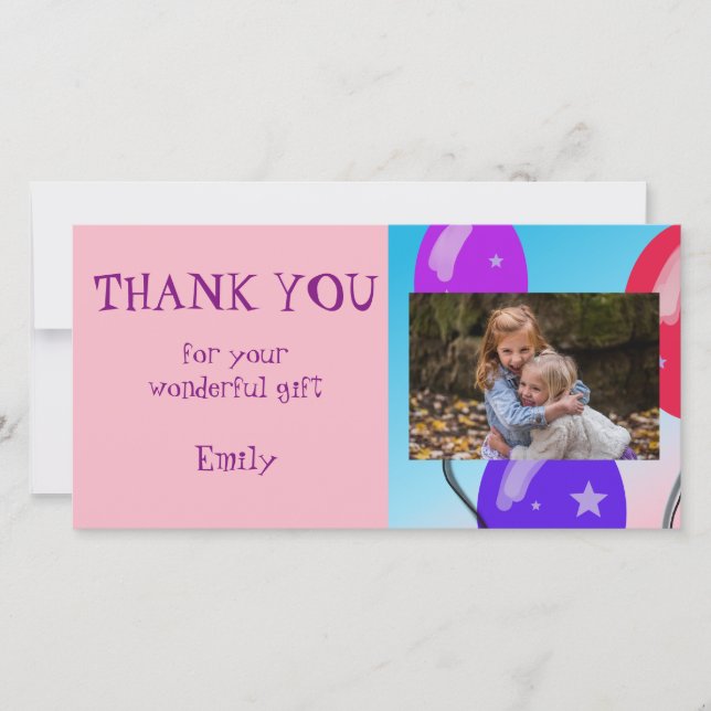 Balloons Birthday Thank you Photo (Front)