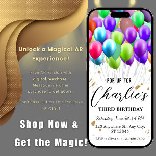 Balloons Birthday with Augmented reality AR  Invitation