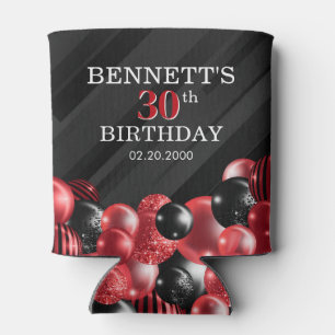 Balloons Black Red Can Cooler
