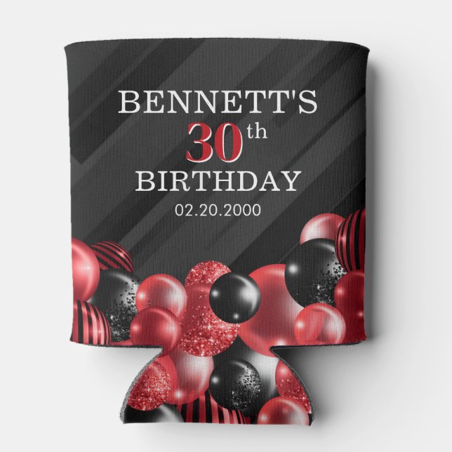 Balloons Black Red Can Cooler (Back)