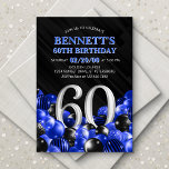 Balloons Blue 60th Birthday Invitation<br><div class="desc">Bunches and bunches of balloons—this design just doesn't hold back! Featuring bold numbers and elegant typography in a space that's literally overflowing with balloons, this design is an instant party-starter. The blue and black colour scheme and retro typography set a classic, stylish tone for your event. Perfect for the modern...</div>