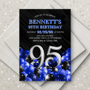 Balloons Blue 95th Birthday Invitation