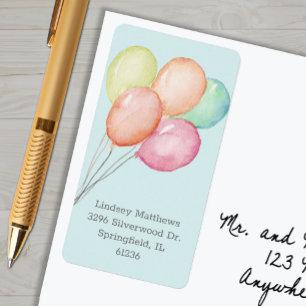 Balloons Blue Baby Shower Return Address Label