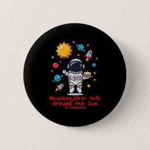 Balloons Cake And Candles Perfect One Year Old Cel 6 Cm Round Badge