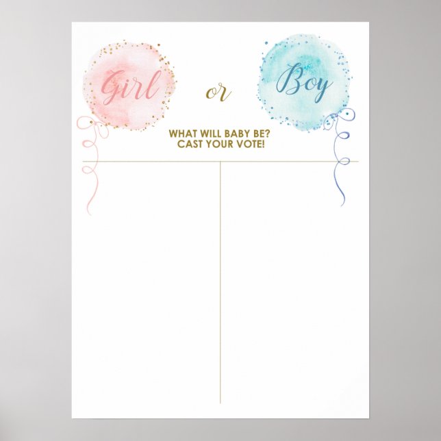 Balloons Cast your vote, baby girl or boy  Poster (Front)