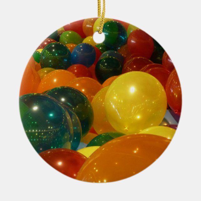 Balloons Colourful Party Design Ceramic Tree Decoration (Front)