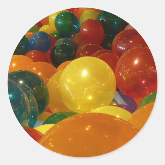 Balloons Colourful Party Design Classic Round Sticker | Zazzle