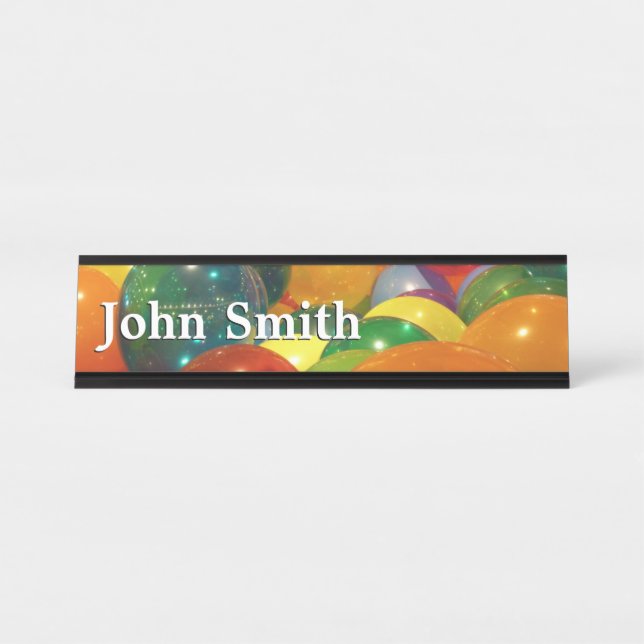 Balloons Colourful Party Design Desk Name Plate (Front)