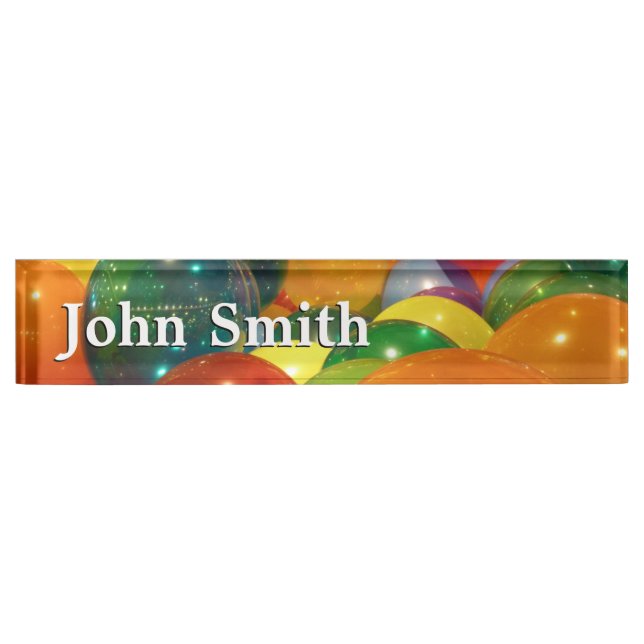 Balloons Colourful Party Design Nameplate (Front)
