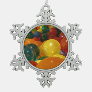 Balloons Colourful Party Design Snowflake Pewter Christmas Ornament