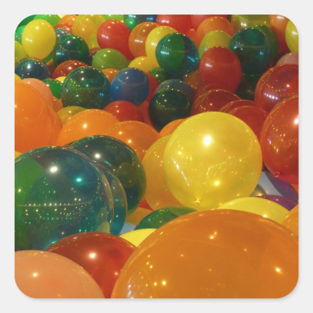 Balloons Colourful Party Design Square Sticker (Front)