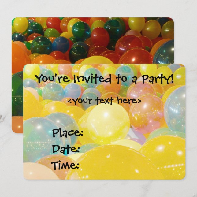 Balloons Colourful Party Invitation (Front/Back)