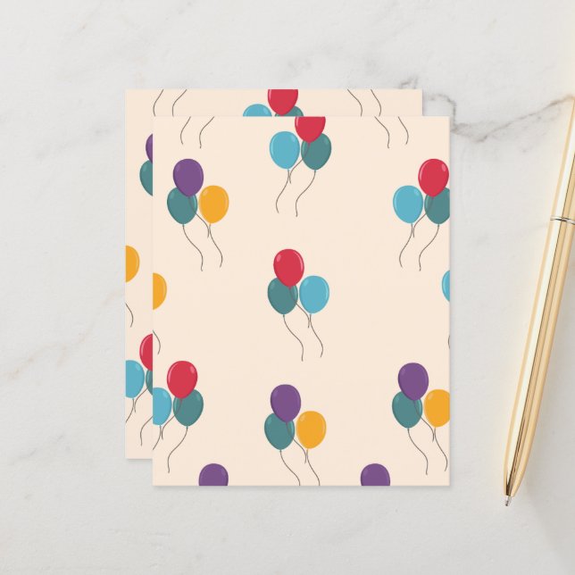 Balloons Colourful Scrapbook Paper (Front/Back In Situ)