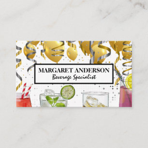 Balloons Confetti Mixed Cocktails Business Card