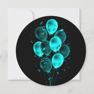Balloons & Confetti Negative Round Greeting Cards