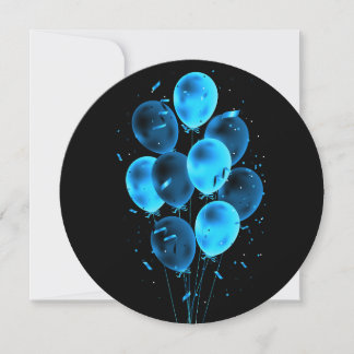 Balloons & Confetti Negative Round Greeting Cards