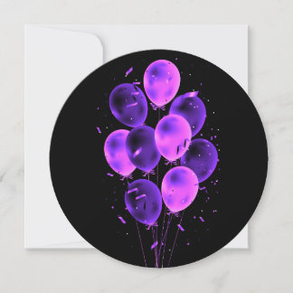Balloons & Confetti Negative Round Greeting Cards