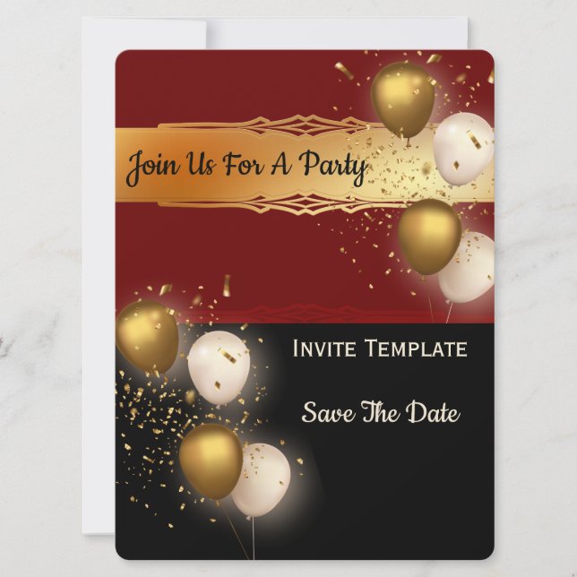 Balloons Confetti Save the date- Party Invitation (Front)