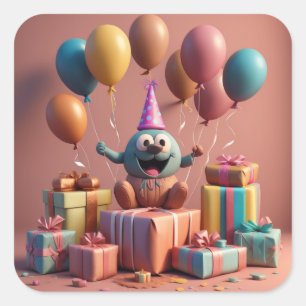 Balloons cute artwork square sticker