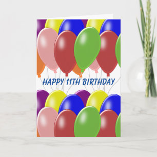 Balloons Design Personalised 11th Birthday Card