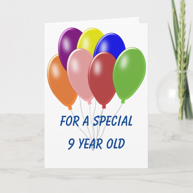 Balloons Design Personalised 9th Birthday Card (Front)