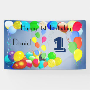 Balloons Design Personalised Happy 1st Birthday Banner