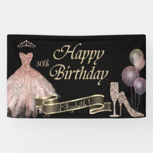Balloons,Diamonds Glass,Heel, Dress, Black Banner