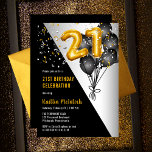 Balloons Elegant Black | Gold 21st Birthday Party Invitation<br><div class="desc">Black balloons as a back drop to gold tone number balloons lend a dramatic flair to this 21st Birthday Party design. Composite design by Holiday Hearts Designs (rights reserved). Other age numbers are available in our shop. If you don't see a design for the particular age you are looking for,...</div>