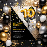 Balloons Elegant Black | Gold 70th Birthday Party Acrylic Invitations<br><div class="desc">Black balloons as a back drop to gold tone number balloons lend a dramatic flair to this 70th Birthday Party design.  Composite design by Holiday Hearts Designs (rights reserved).  Other age numbers are available in our shop.</div>