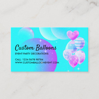 Balloons Event Party Planner Decoration Teal Business Card