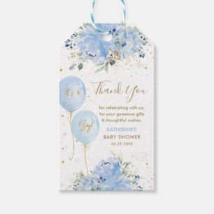 Balloons Floral Boy Baby Shower Thank You Favour Gift Tags