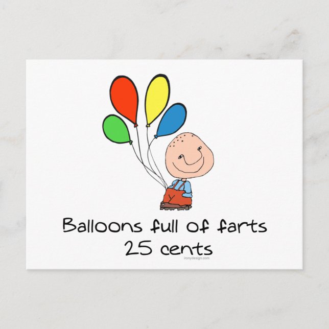 Balloons full of farts postcard (Front)