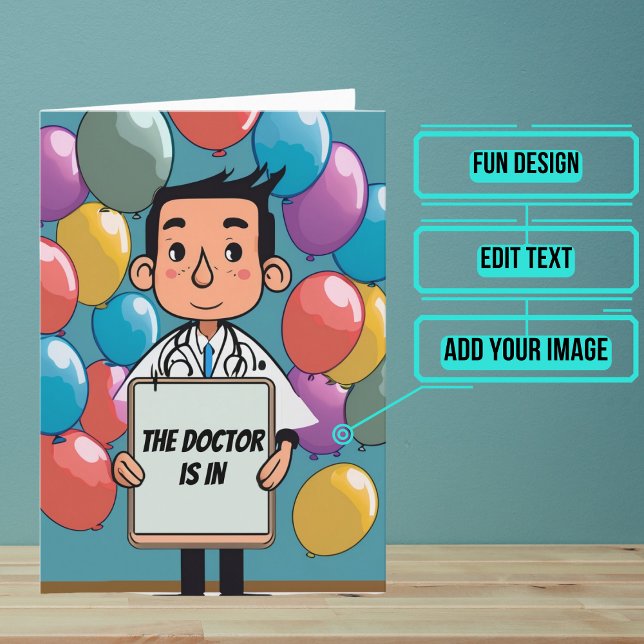 Balloons Funny Doctor Birthday Card (This funny birthday card is for the physician / doctor friend or family member in your life.)