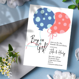 Balloons Gender Reveal Party Invitation
