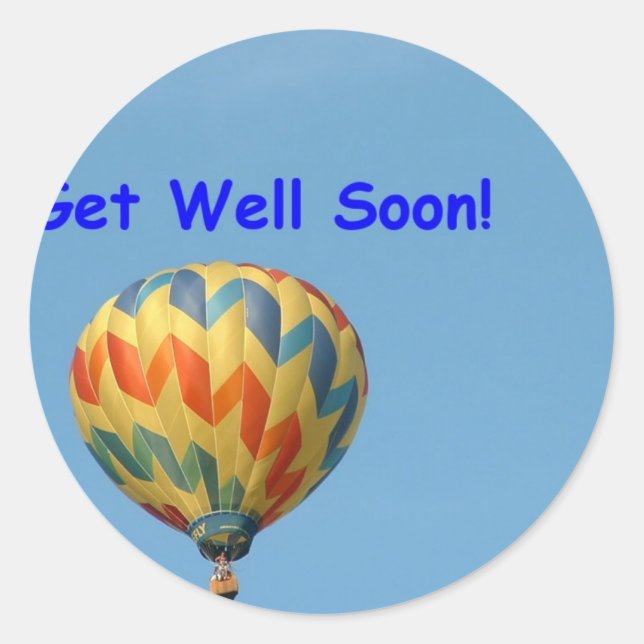 Balloons, get well soon! classic round sticker (Front)