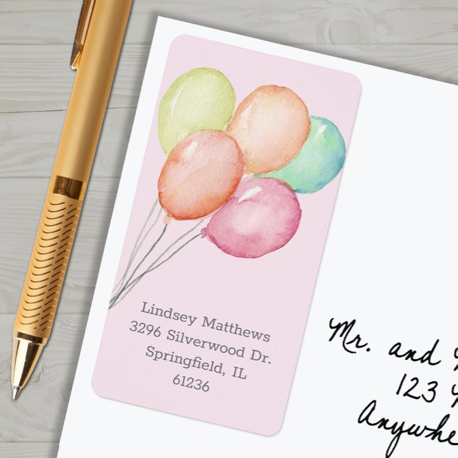 Balloons Girl Baby Shower Pink Return Address Label (Balloons on pink girl baby shower return address labels)