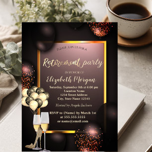 Balloons, Glas,High Heels Burgundy Retirement Invitation