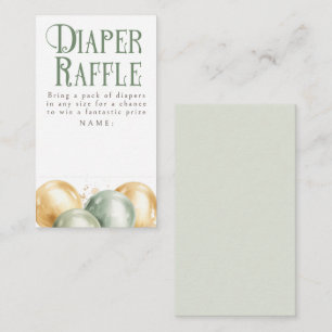 Balloons Green Diaper Raffle Baby Shower Tickets Enclosure Card