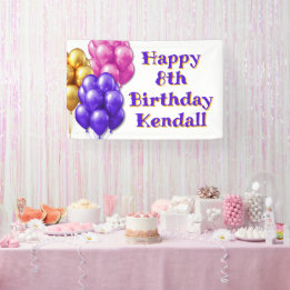 Balloons Happy Birthday Girls Party Banner