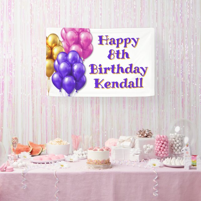 Balloons Happy Birthday Girls Party Banner (Party)