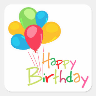 Balloons Happy Birthday Square Sticker