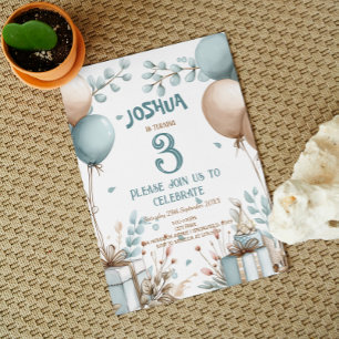 Balloons I Gift Boxes Custom Photo Birthday Party Invitation