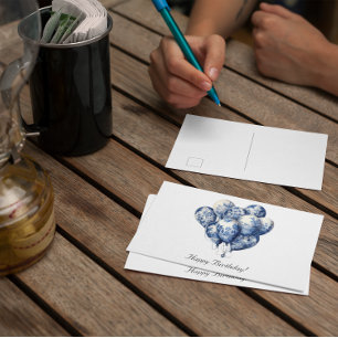 Balloons in Delft Blue customisable Postcard