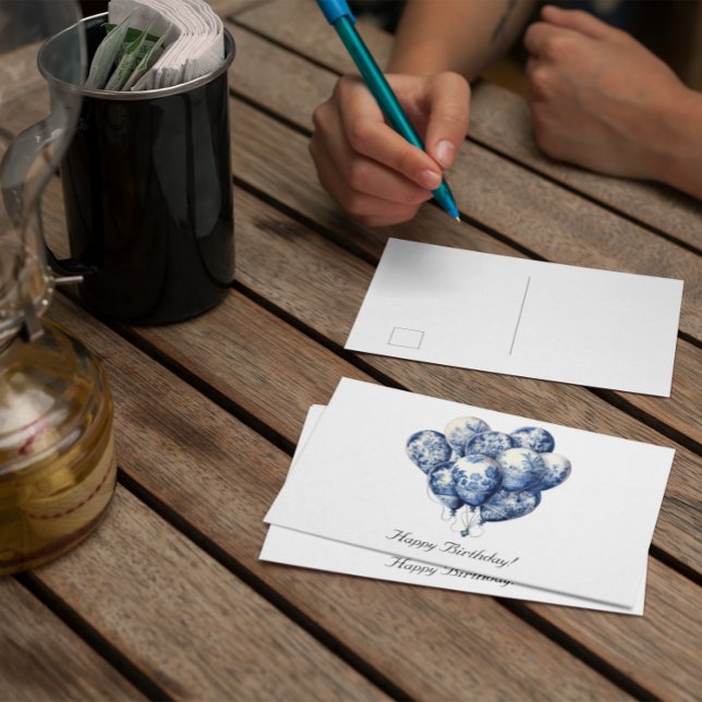 Balloons in Delft Blue customisable Postcard (Creator Uploaded)