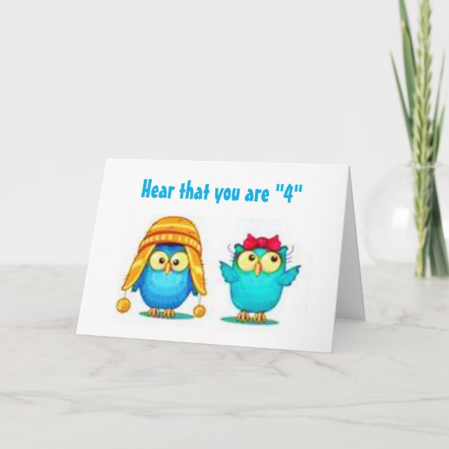 BALLOONS INSIDE AND WISHES TOO FOR 4TH BIRTHDAY HOLIDAY CARD (Front)