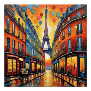 Balloons over Paris Poster