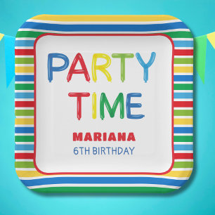 BALLOONS PARTY TIME PAPER PLATE
