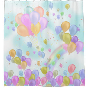 Balloons Pastel Towel Shower Curtain