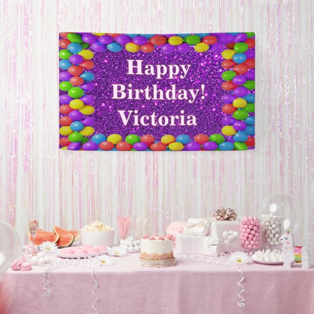 Balloons Personal Happy Birthday custom Vinyl Banner (Party)